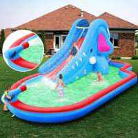 onozio bouncy castle inflatable with slide, water park paddling pool, water slide play pool, spring castle with blower for child