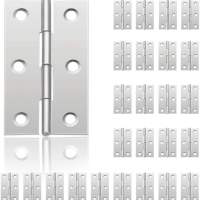 tEEZErshop 24 piezas bisagras bisagras de acero inoxidable para puertas con 6 orificios de montaje bisagra de puerta pequeña jun