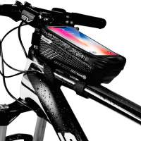 Bisiklet cep telefonu ön çerçeve çantası, su geçirmez, bisiklet üst borusu, dokunmatik ekranlı, kırmızı ve siyah, su geçirmez vi