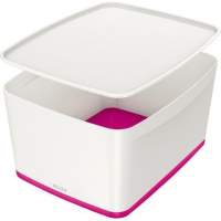 Leitz storage box with lid MyBox medium 18l white/pink