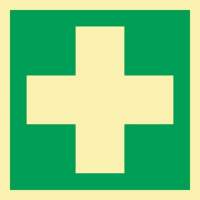 Sign first aid 148x148mm plastic ASR A1.3 DIN EN ISO 7010 luminescent
