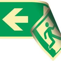 Escape route sign left/right 297x148mm Ku. double-sided ASR A1.3 DIN EN ISO 7010