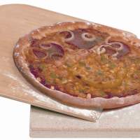ROMMELSBACHER pizza stone Pizza / bread baking stone with wooden shovel 35x35x1.4cm