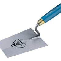 Bricklayer's trowel L.140mm Bv.85mm Bh.105mm S-neck hardened steel with young beech wood handle