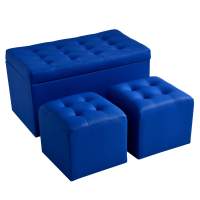 Комплект диванов (один табурет + 2 квадратных табурета), синий